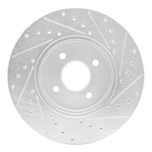 Ford Focus Brake Rotor (1) - Front Left - R1 Concepts - Drilled & Slotted - Silver - `02-`04